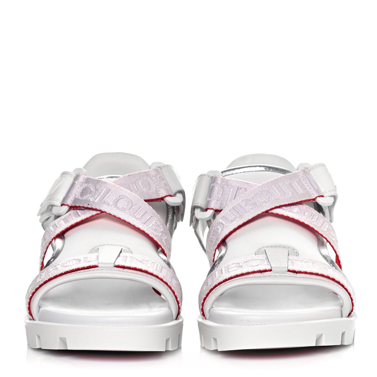 Calfskin Velcrissimo Flat Sandals 37.5 Blanco Silver