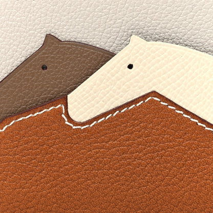Hermes Barenia Faubourg Epsom Evercolor Les Petits Chevaux Card Holder Fauve Craie Beige De Weimar 7 of 8