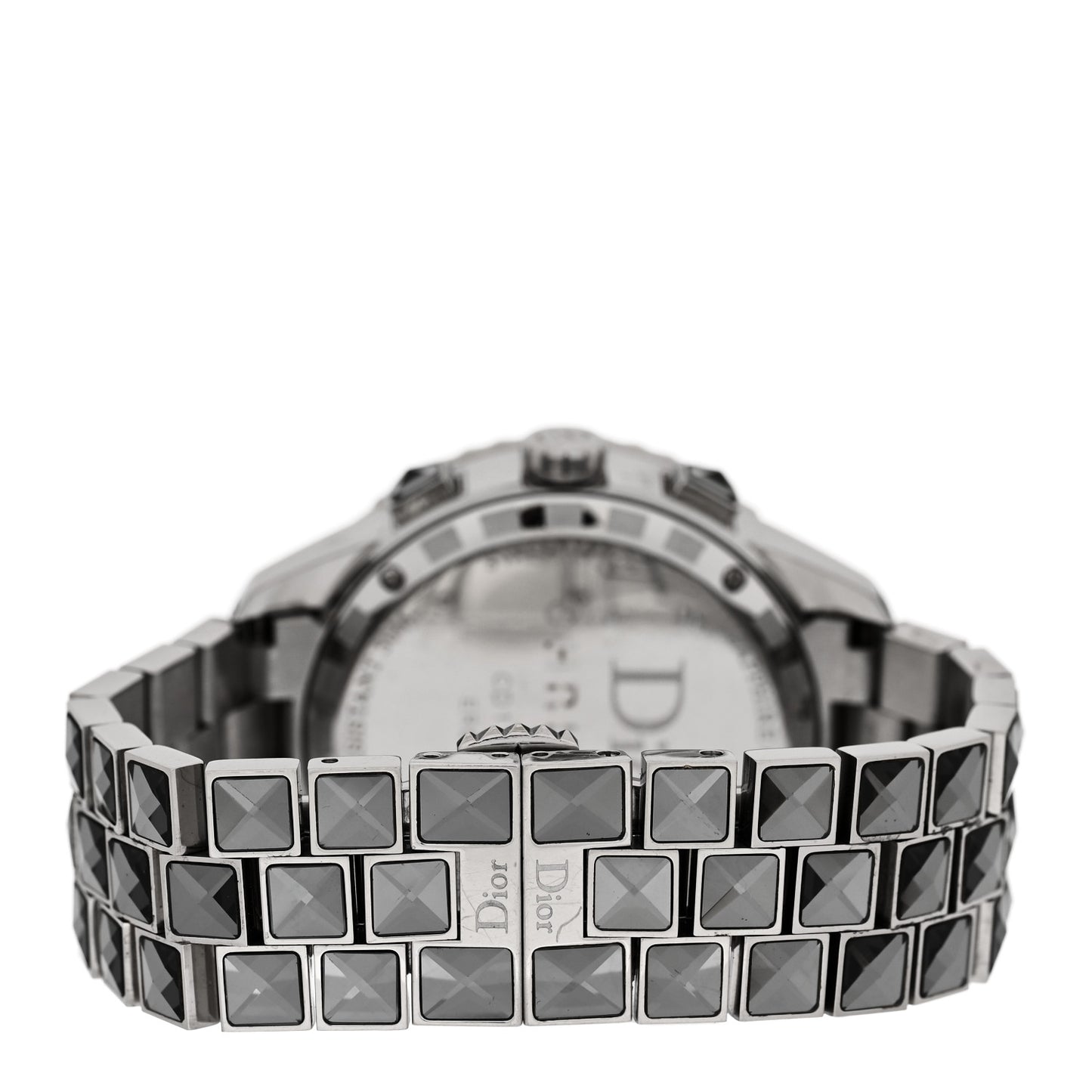 Stainless Steel Diamond Sapphire 38mm Christal Chronograph Quartz Watch Grey