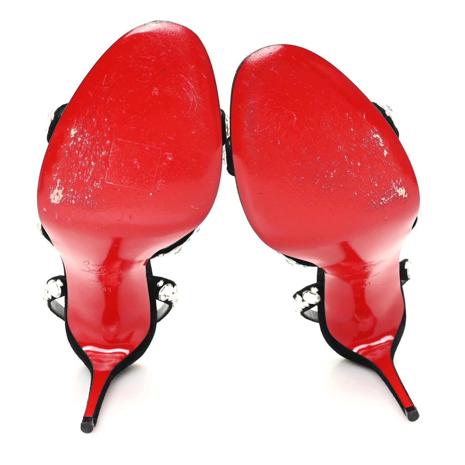 Christian Louboutin Veau Velours Strass Emilie 85 Sandals 41  Black 6 of 9