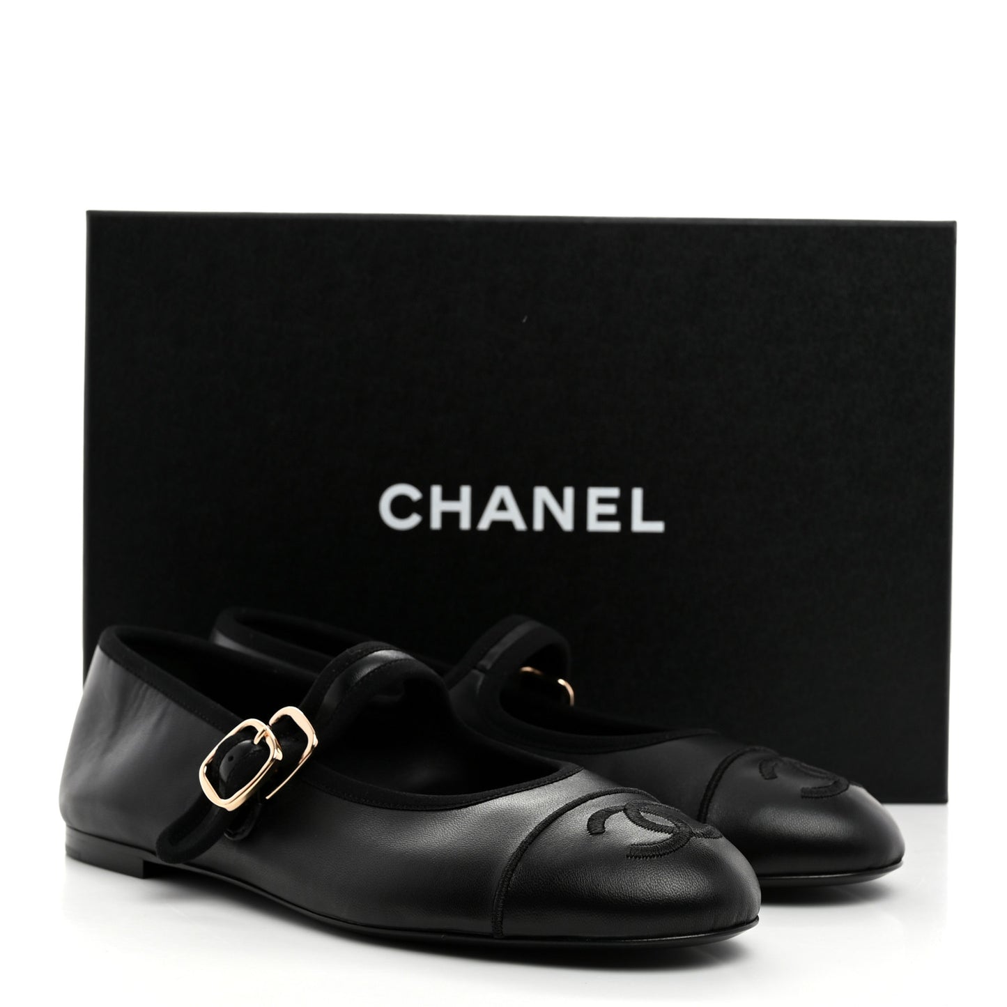 Lambskin Mary Jane Flats 37.5 Black