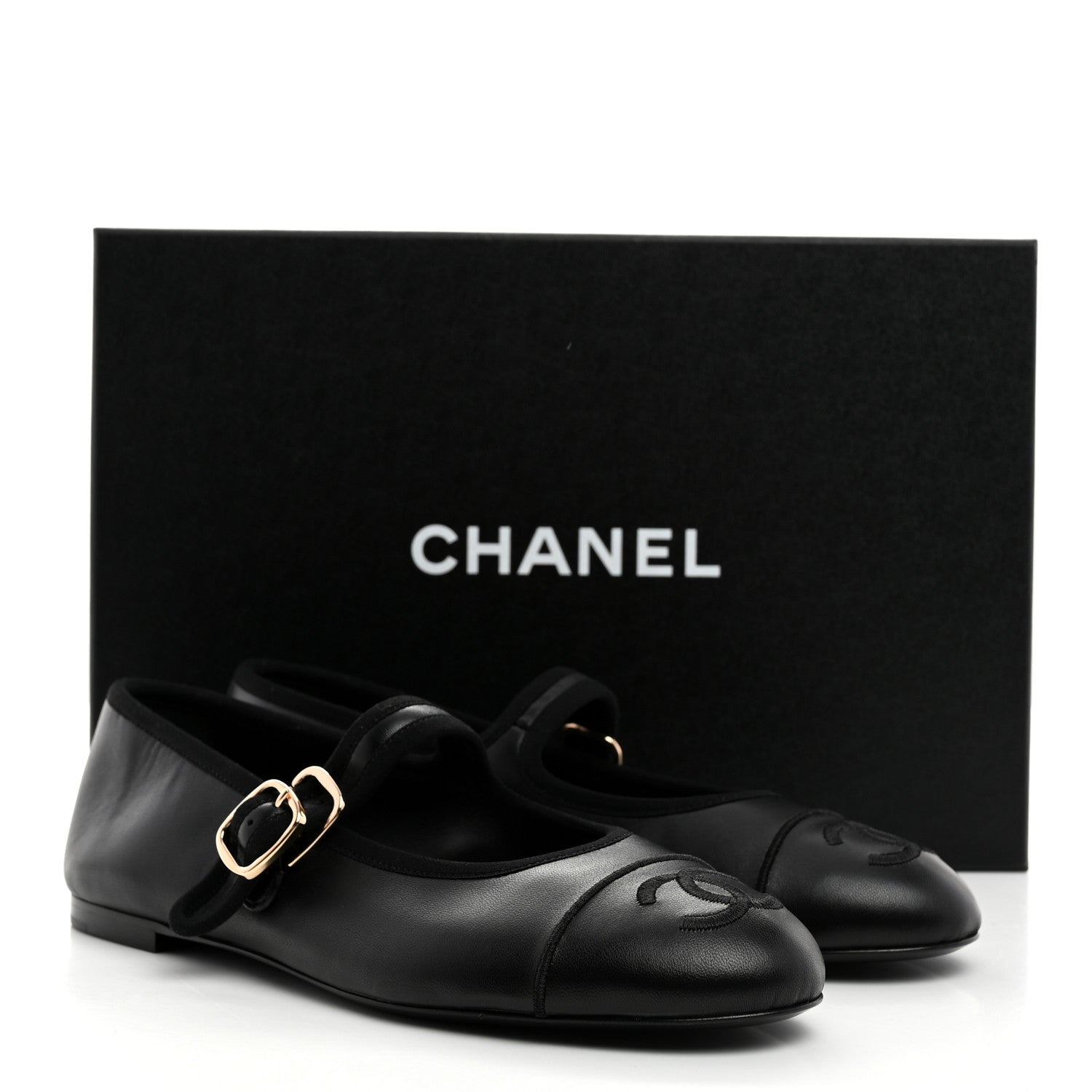 Chanel Lambskin Mary Jane Flats 37.5 Black 9 of 9