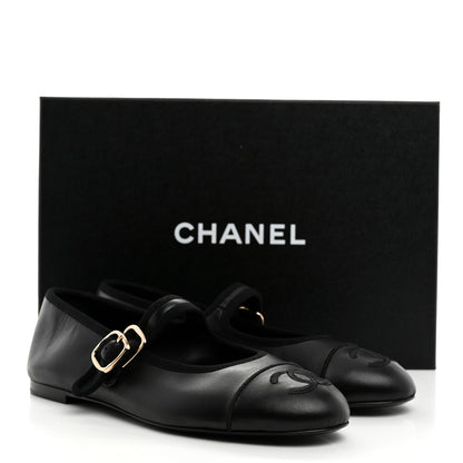 Chanel Lambskin Mary Jane Flats 37.5 Black 9 of 9