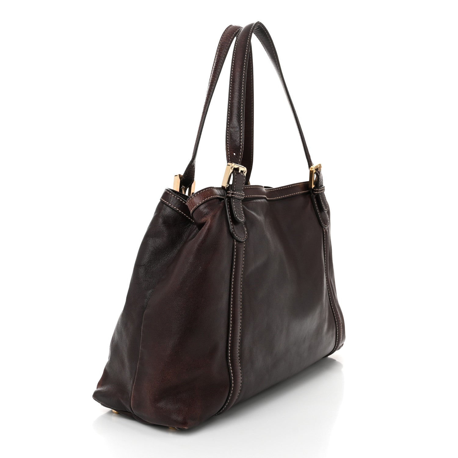 Gucci Calfskin Medium Britt Tote Dark Brown 3 of 11