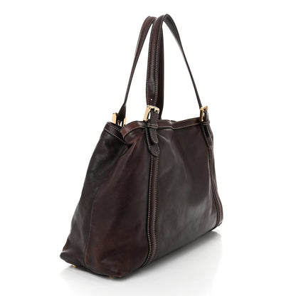 Gucci Calfskin Medium Britt Tote Dark Brown 3 of 11