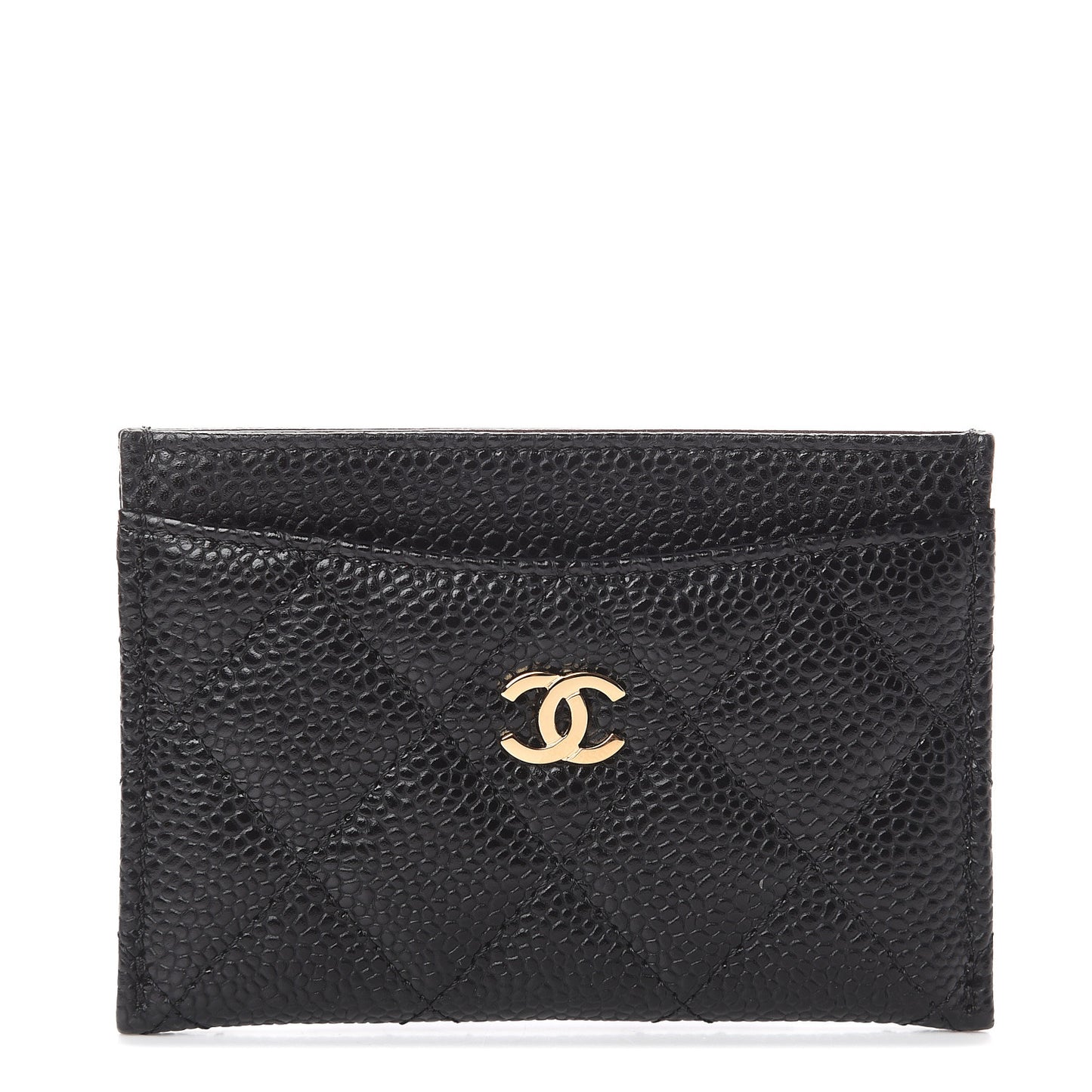 Caviar Quilted Card Holder Black