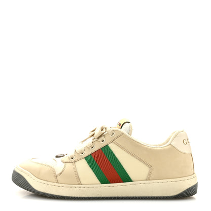 Gucci Nylon Nubuck Web Womens Screener Sneakers 37.5 Mystic White Dusty 40 Milk 1 of 12