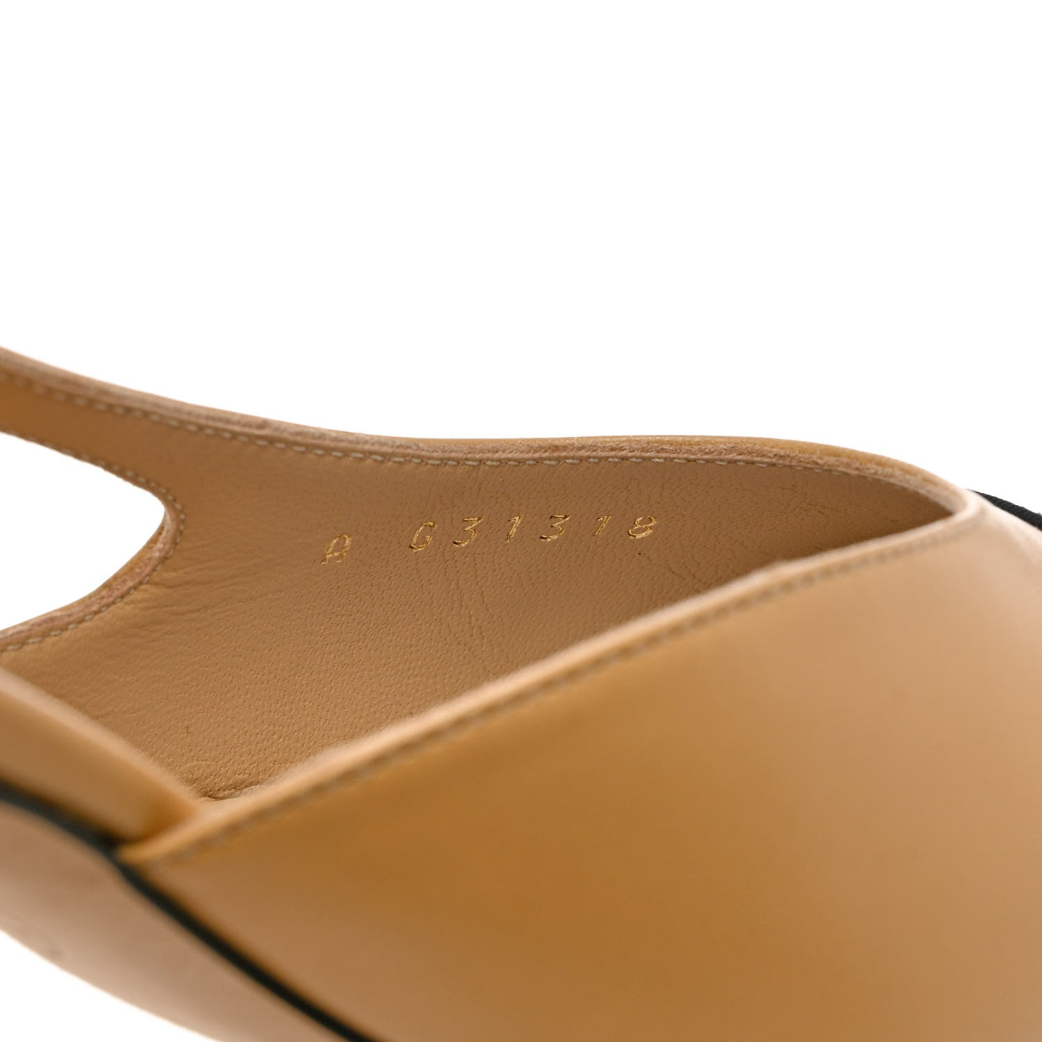 Chanel Goatskin Grosgrain Cap Toe CC Slingback Pumps 38 Beige Black 6 of 9
