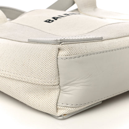 Balenciaga Cotton Canvas Calfskin Navy Cabas XS Natural 8 of 15