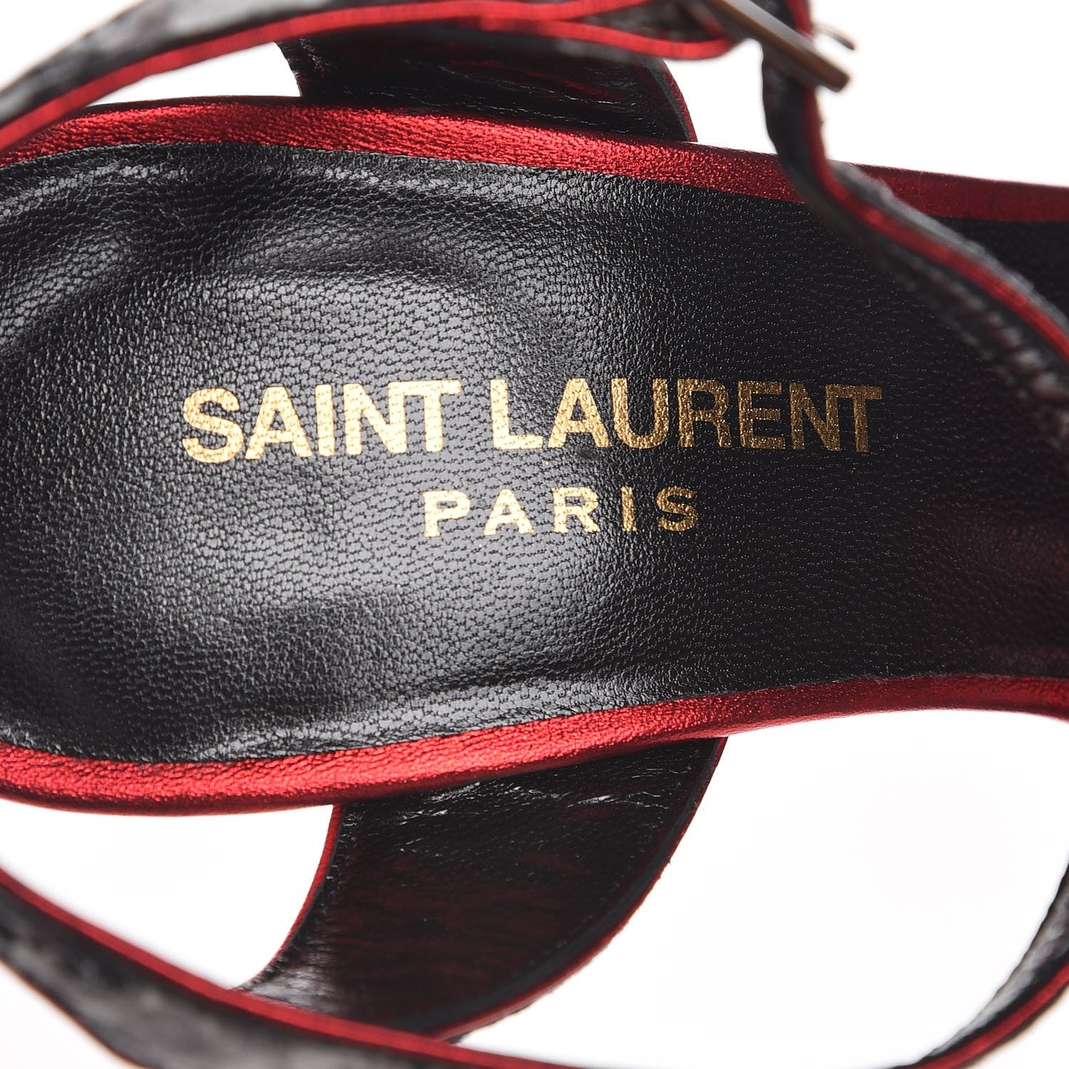 Saint Laurent Ayers Recticula Flock Nappa Bianca 105 Platform Sandals 36 Natural Black Rosso 7 of 9