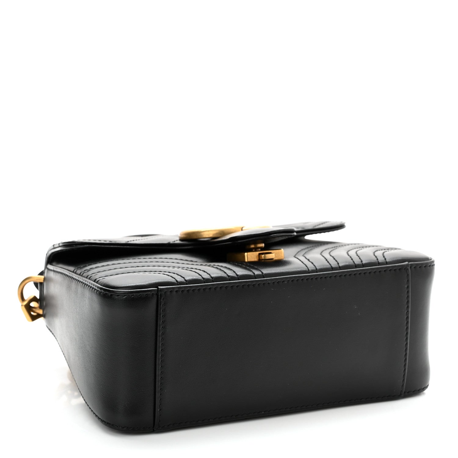Gucci Calfskin Matelasse Mini GG Marmont Top Handle Shoulder Bag Black 4 of 10
