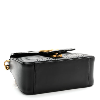 Gucci Calfskin Matelasse Mini GG Marmont Top Handle Shoulder Bag Black 4 of 10
