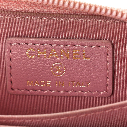Chanel Metallic Lambskin Quilted Boy Zip Around Coin Purse Wallet Pink 6 of 12