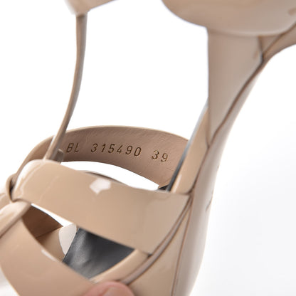 Saint Laurent Patent Tribute 75 Platform Sandals 39 Nude Powder 8 of 9