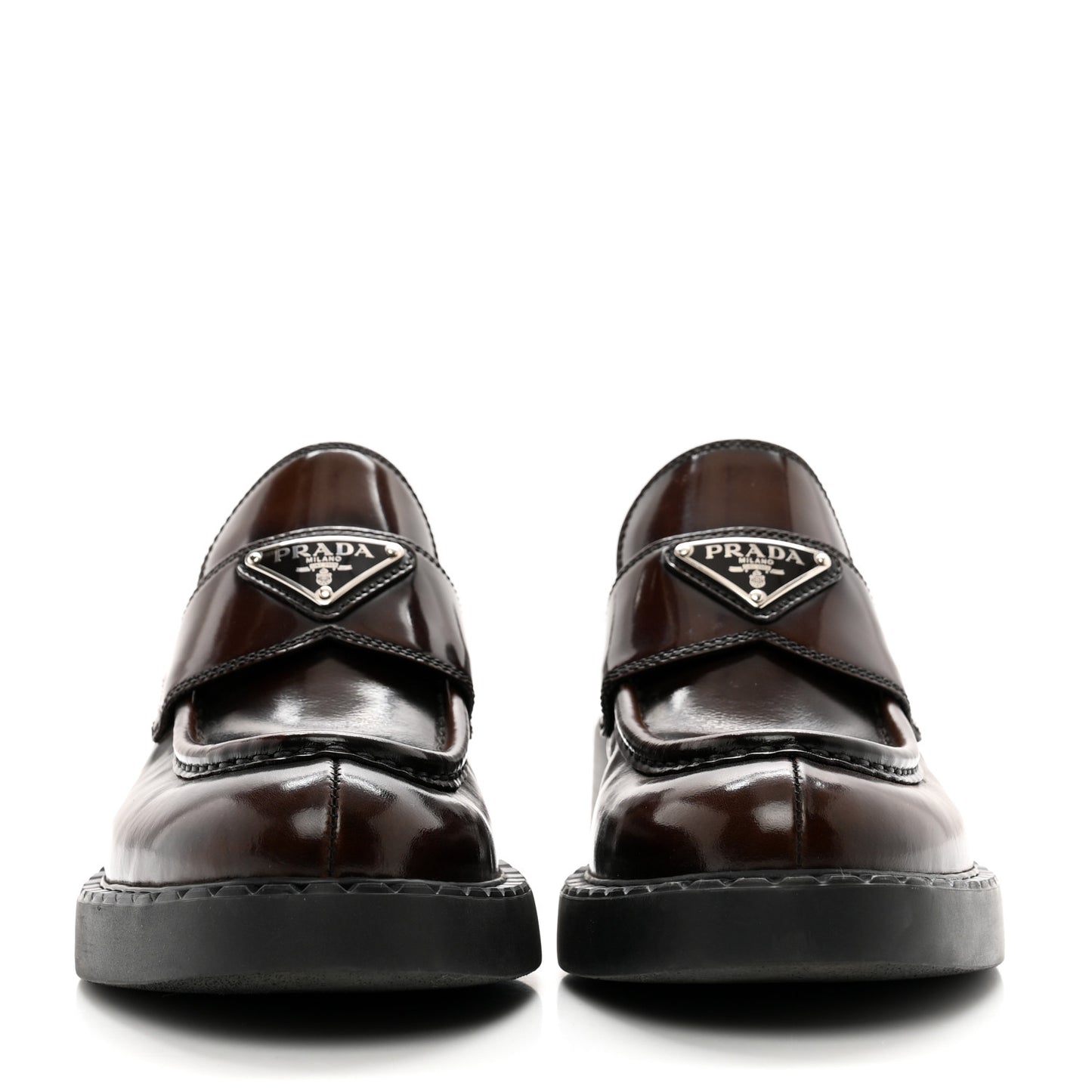 Spazzolato Fume Metal Triangle Logo 50mm Loafers 38 Bruciato Fume