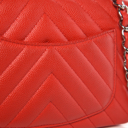 Chanel Caviar Chevron Quilted Mini Rectangular Flap Red 10 of 10