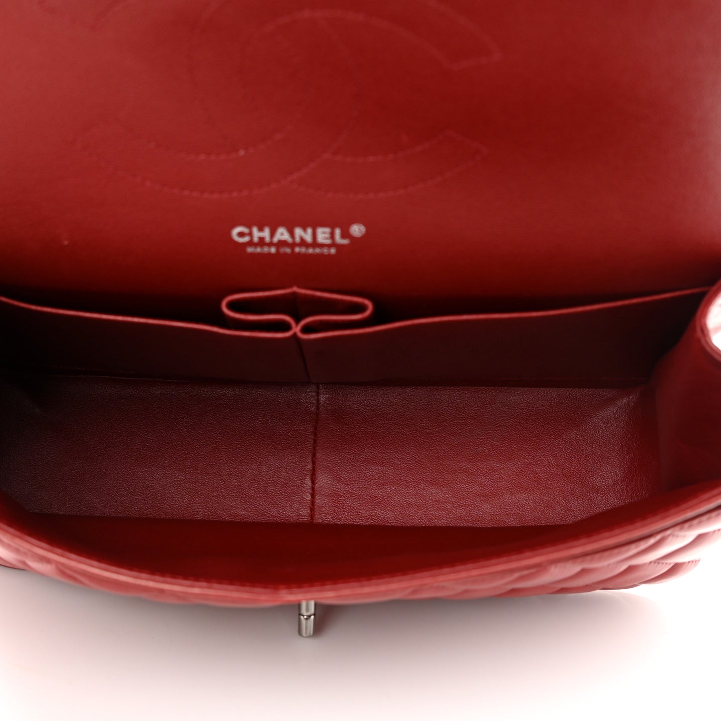 Lambskin Quilted Jumbo Double Flap Red