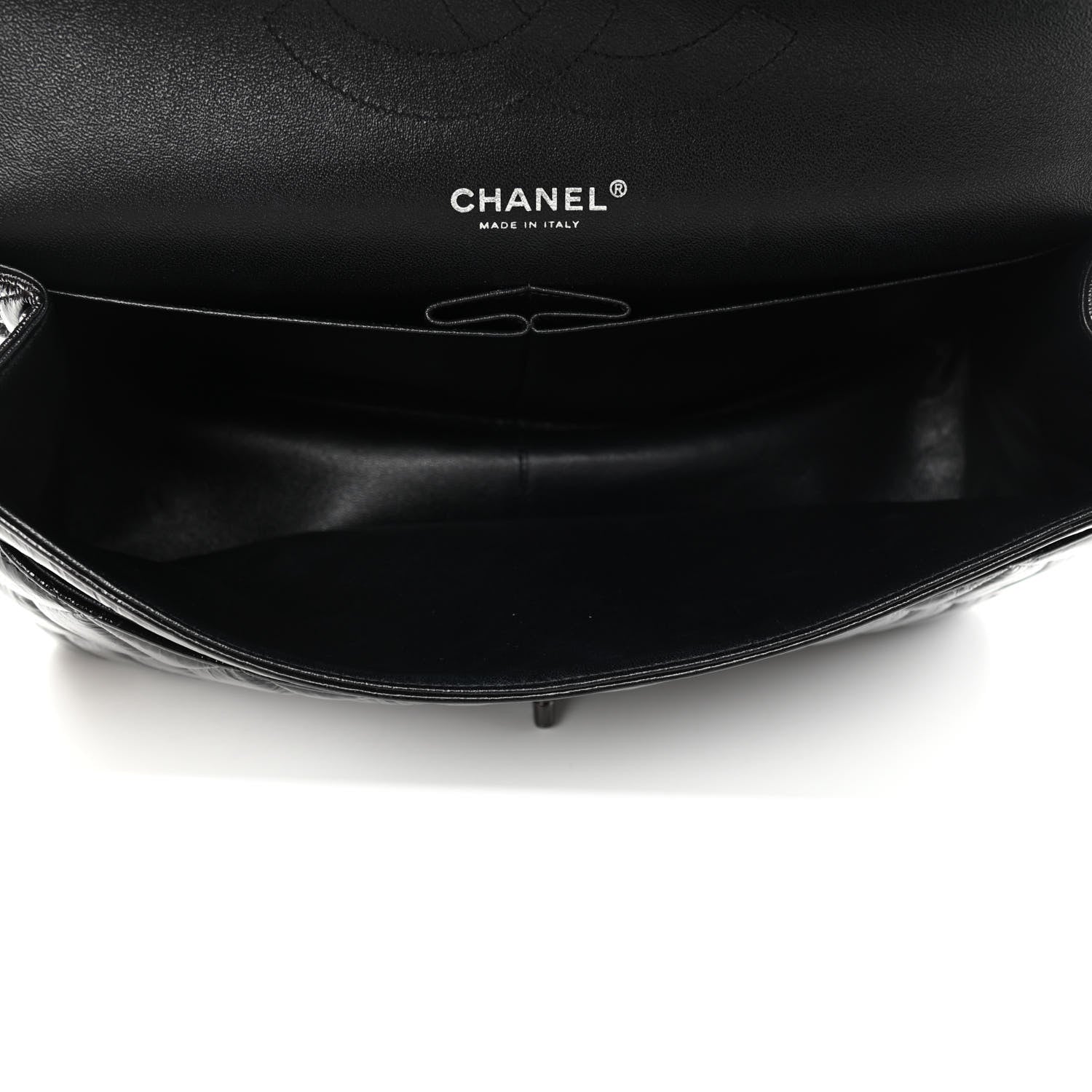 Chanel Shiny Distressed Calfskin Quilted Jumbo Double Flap So Black 4 of 4