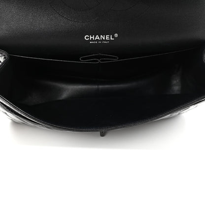 Chanel Shiny Distressed Calfskin Quilted Jumbo Double Flap So Black 4 of 4