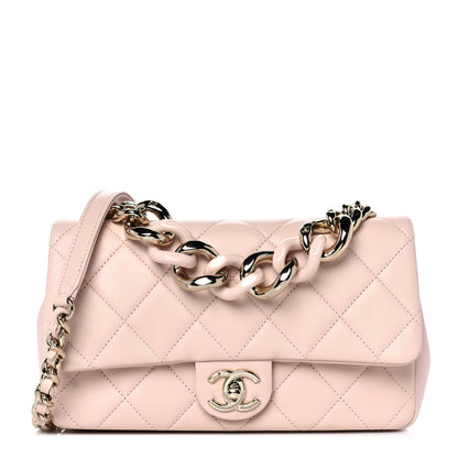Chanel Lambskin Quilted Resin Bi-Color Chain Flap Bag Light Beige 1 of 9
