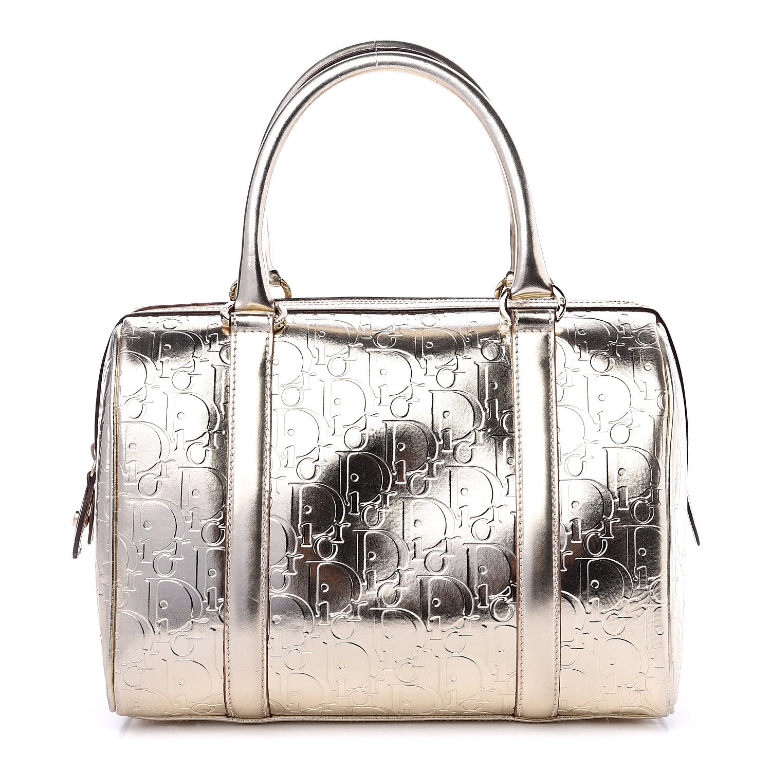 Christian Dior Metallic Patent Monogram Bowler Gold 1 of 10