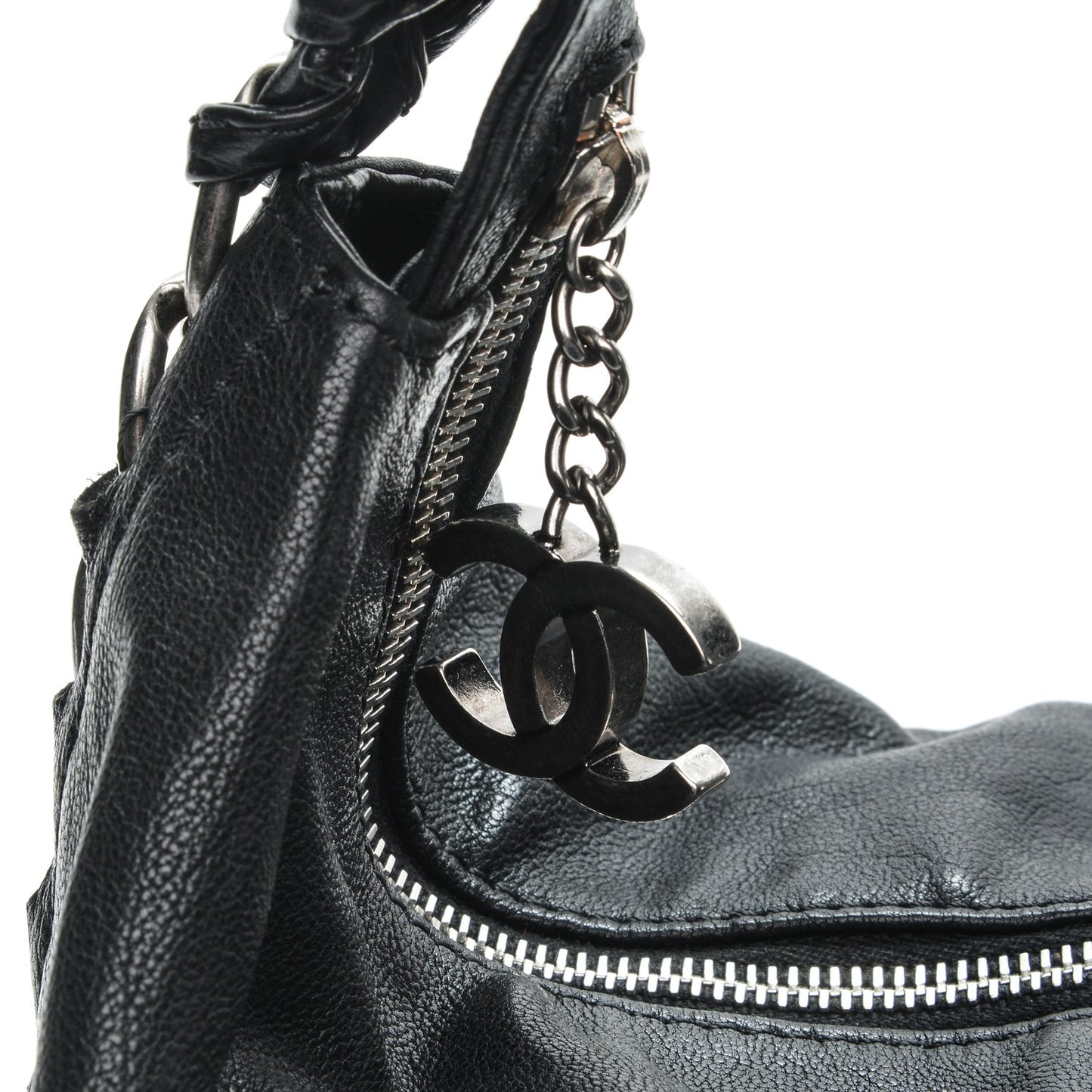 Calfskin Modern Chain Hobo Black