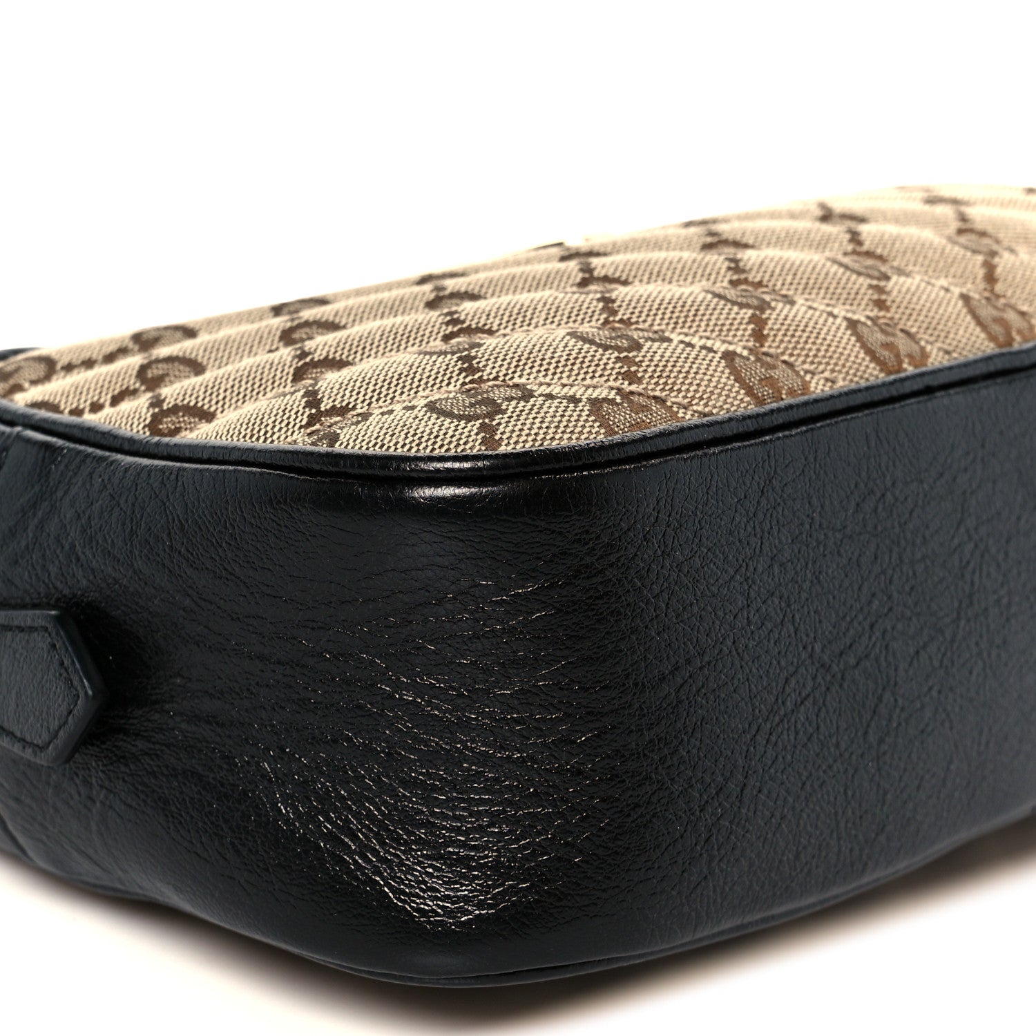 Gucci Monogram Matelasse Diagonal Small GG Marmont Chain Shoulder Bag Beige Black 10 of 11