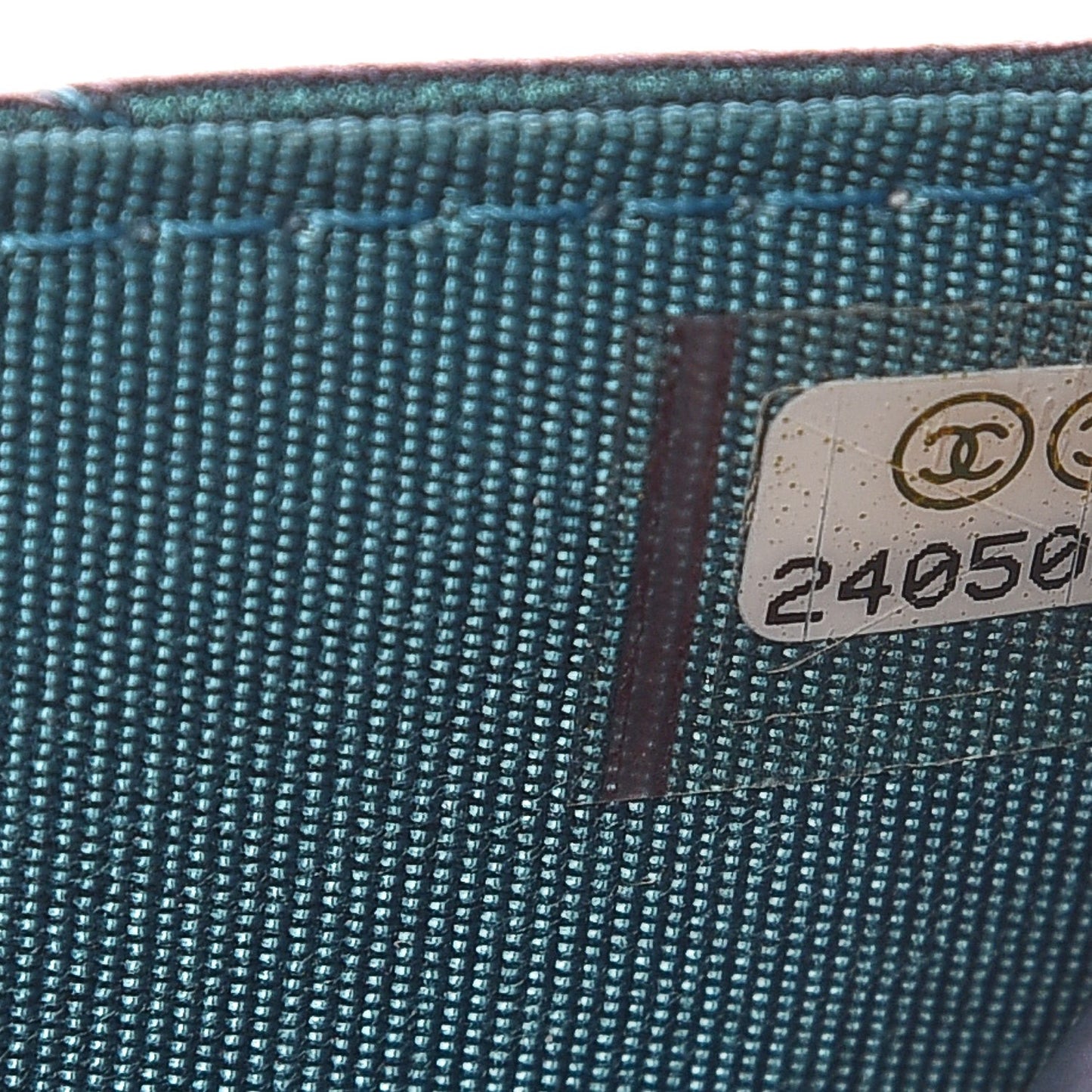 Iridescent Lambskin Quilted Wallet On Chain WOC Turquoise