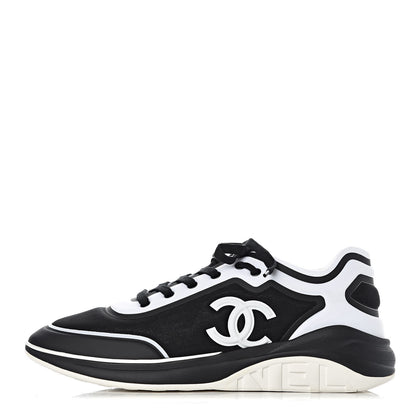 Chanel Mesh Lycra Thermoplastic Mens Sneakers 46 Black White 1 of 8