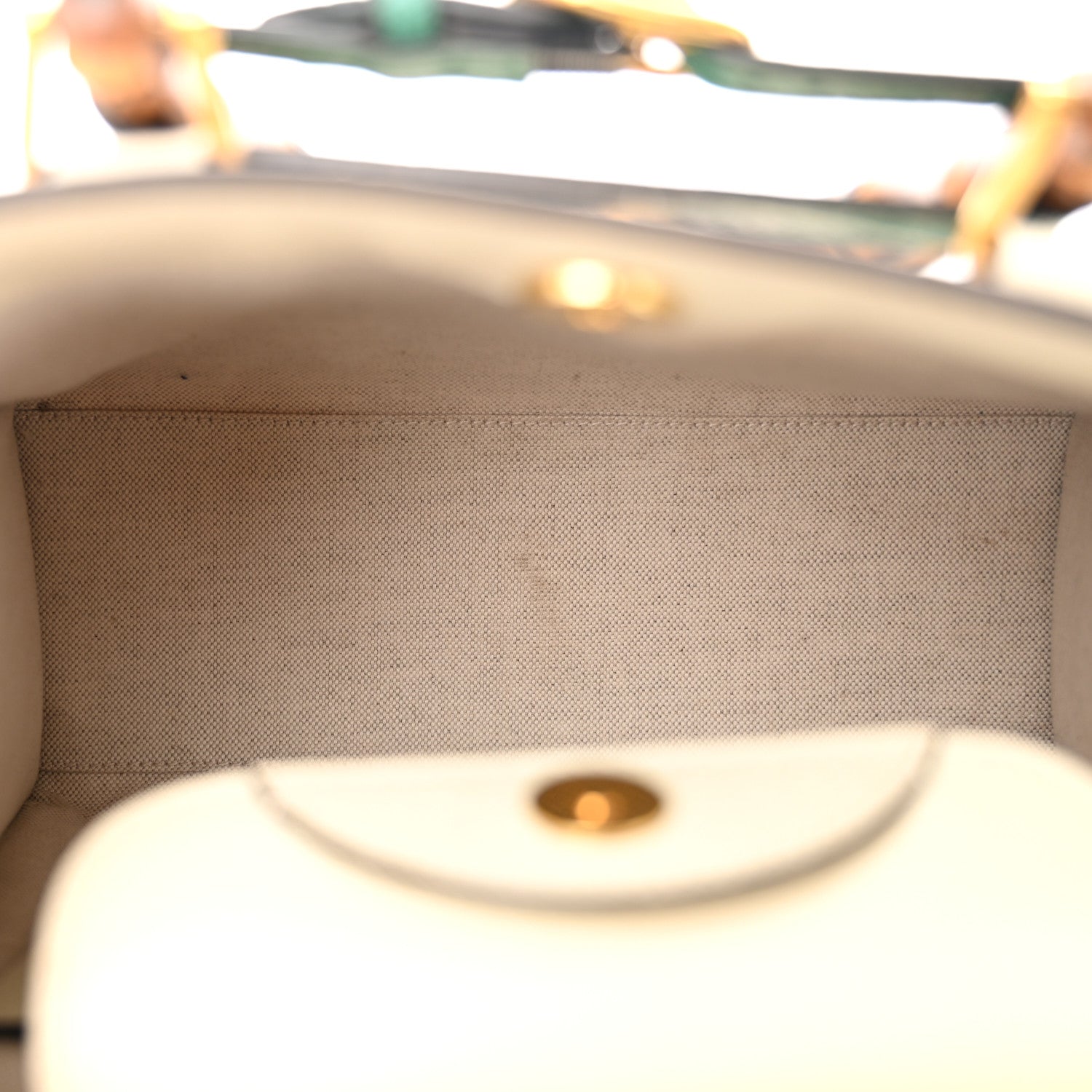 Gucci Monogram Jumbo GG Textured Dollar Calfskin Web Small Diana Tote Bag Mystic White 5 of 11