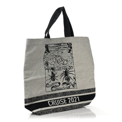 Christian Dior Canvas Print Cruise Tote Ivory Black 3 of 8