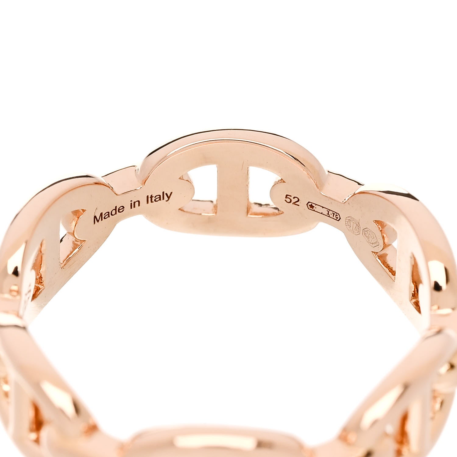 Hermes 18K Rose Gold PM Chaine d'Ancre Enchainee Ring 52 6 5 of 7