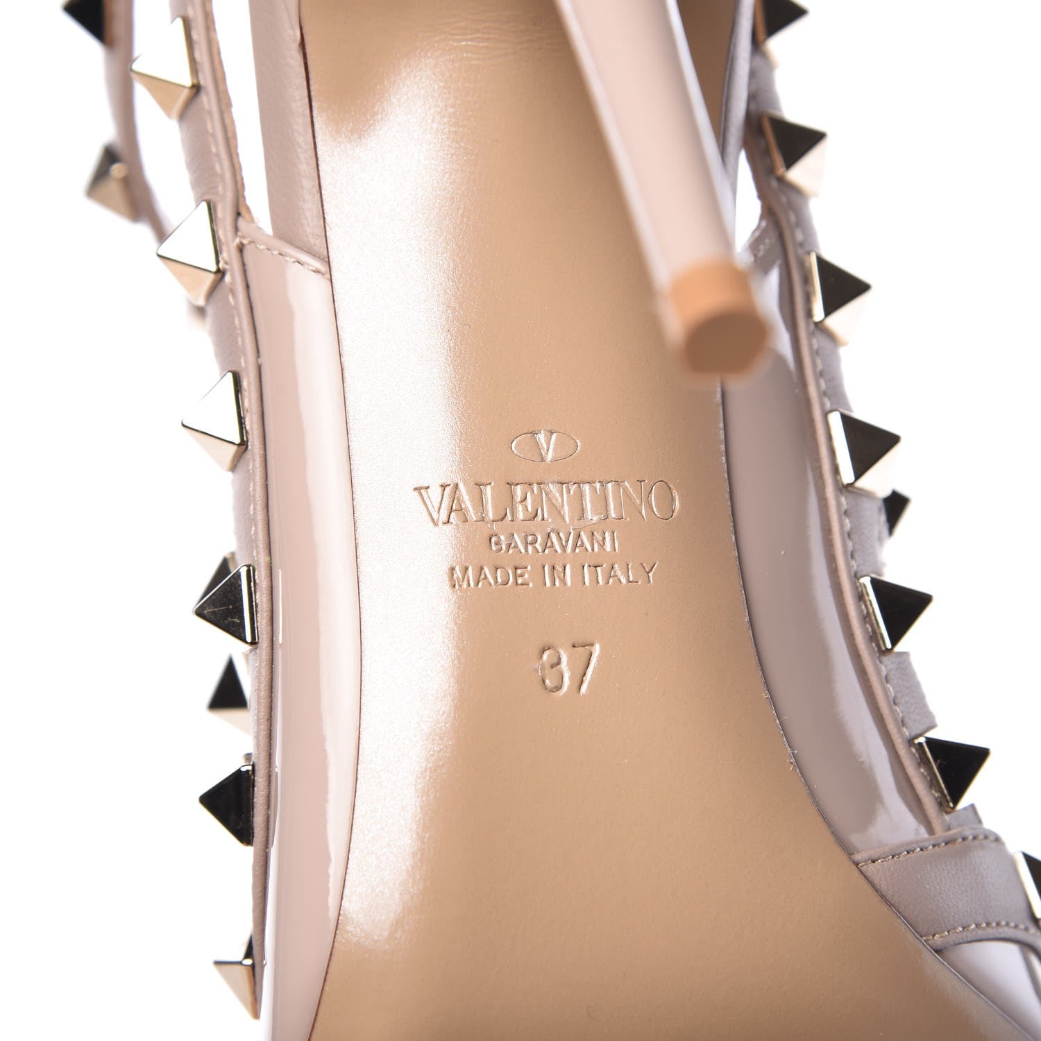 Valentino Garavani Patent Nappa Rockstud Ankle Strap 100mm Pumps 37 Poudre 6 of 8