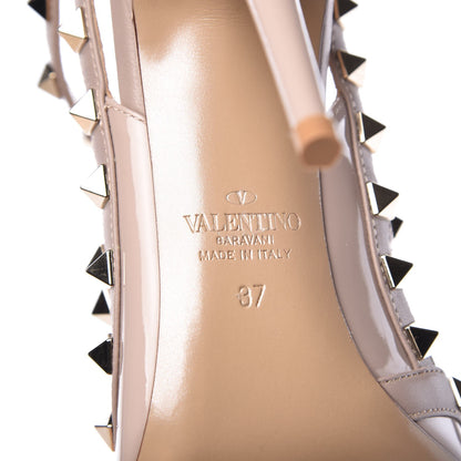 Valentino Garavani Patent Nappa Rockstud Ankle Strap 100mm Pumps 37 Poudre 6 of 8
