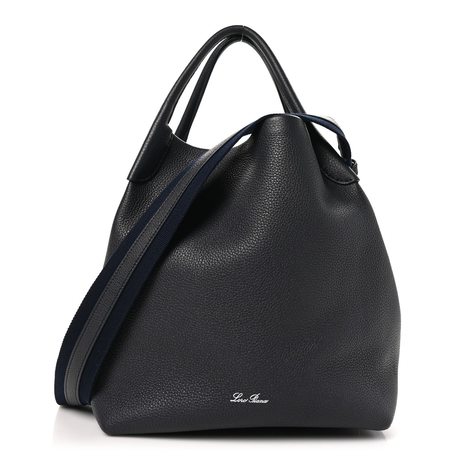 Loro Piana Grained Calfskin Large Bale Bag Navy Blue 1 of 12