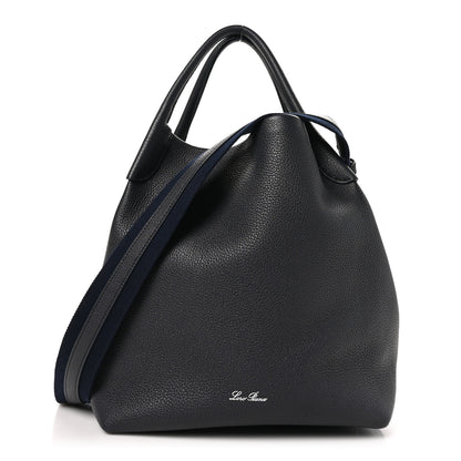 Loro Piana Grained Calfskin Large Bale Bag Navy Blue 1 of 12