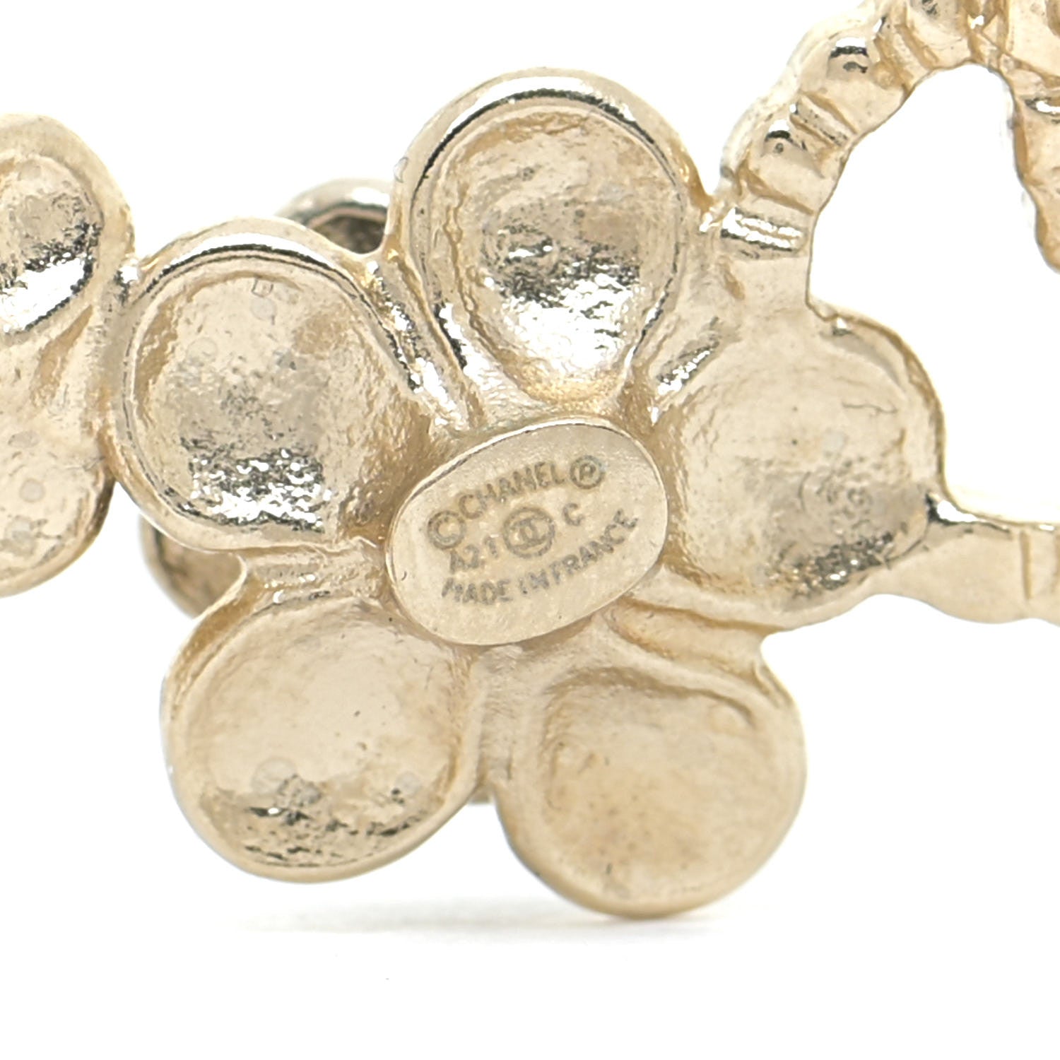 Chanel Crystal Enamel Flower CC Earrings Gold White Black 4 of 6