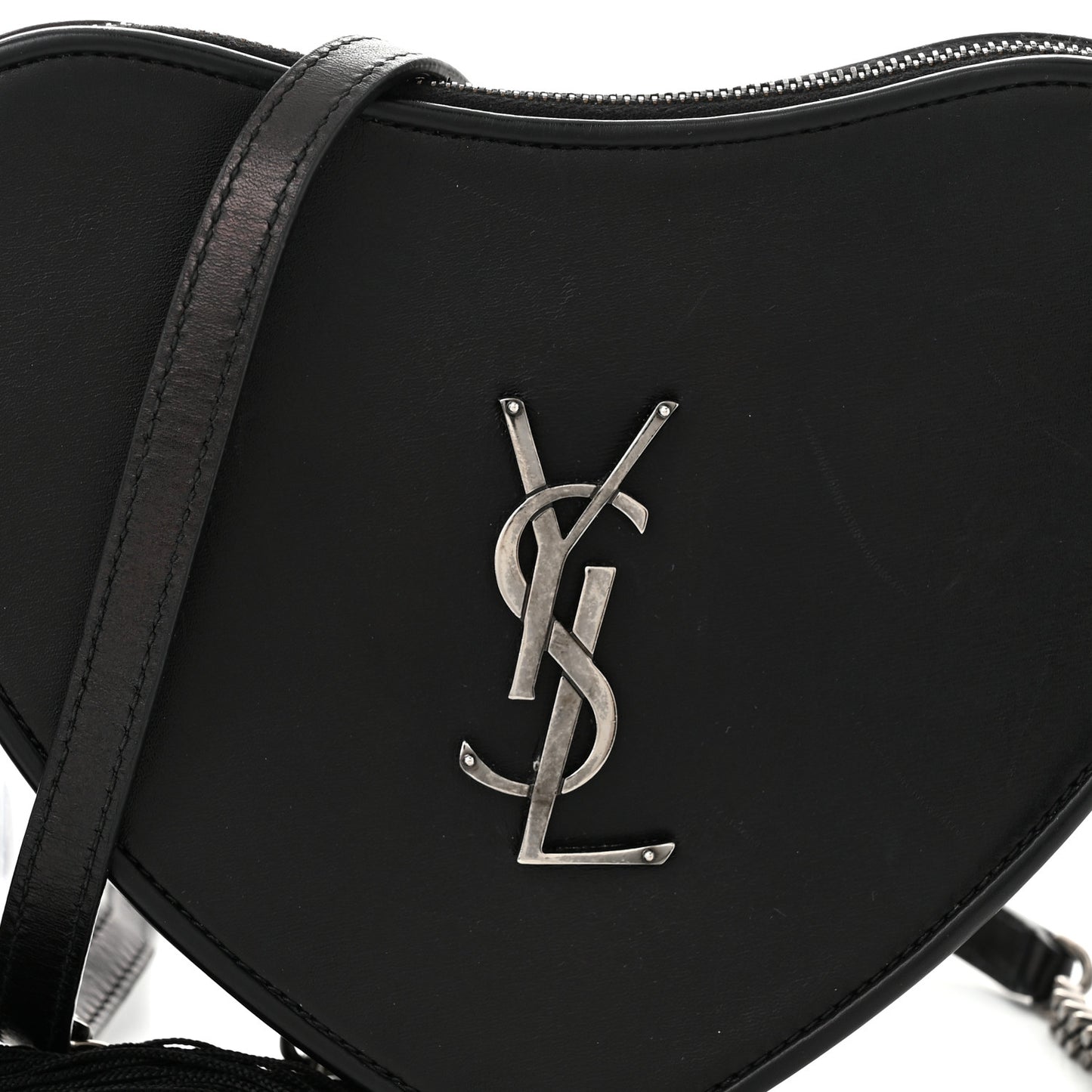 Calfskin Heart Monogram Crossbody Black