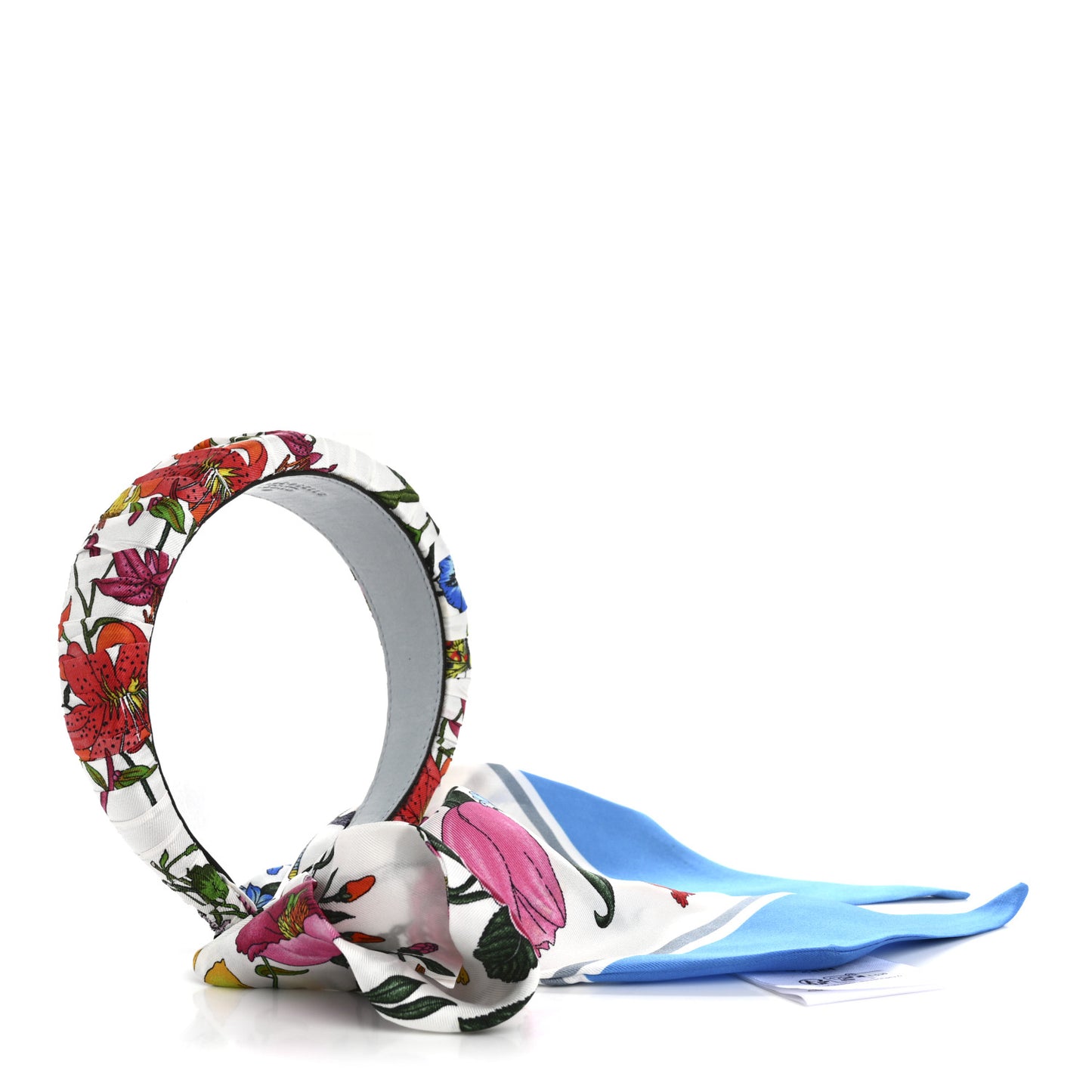 Silk Twill Flora Print Headband White
