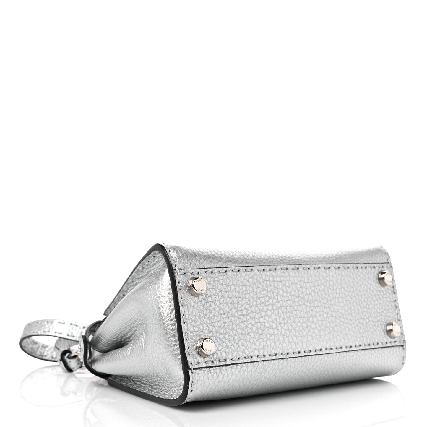 Cuoio Romano Lux Selleria Mini Peekaboo Iconic Satchel Argento