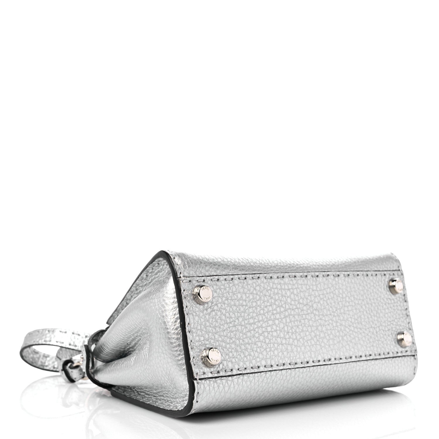 Fendi Cuoio Romano Lux Selleria Mini Peekaboo Iconic Satchel Argento 4 of 9