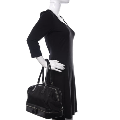 Prada Tessuto Nylon Soft Calf Zip Around Satchel Black 2 of 22