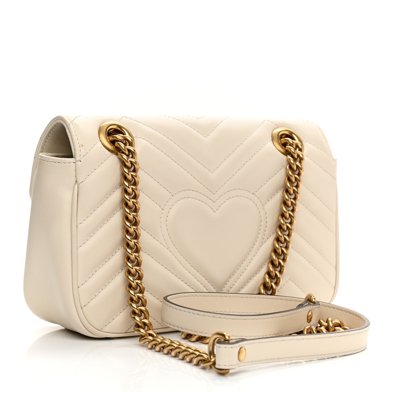 Gucci Calfskin Matelasse Mini GG Marmont Shoulder Bag White 3 of 12