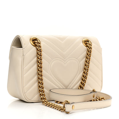 Gucci Calfskin Matelasse Mini GG Marmont Shoulder Bag White 3 of 12