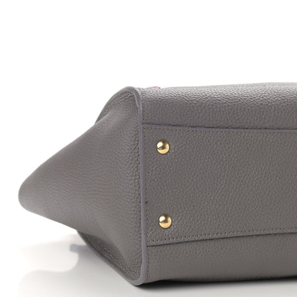 Salvatore Ferragamo Hammered Calfskin Double Handle Medium Amy Tote Grey 9 of 10