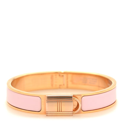 Hermes Enamel Narrow Clic Cadenas Bracelet PM Rose Dragee 1 of 5