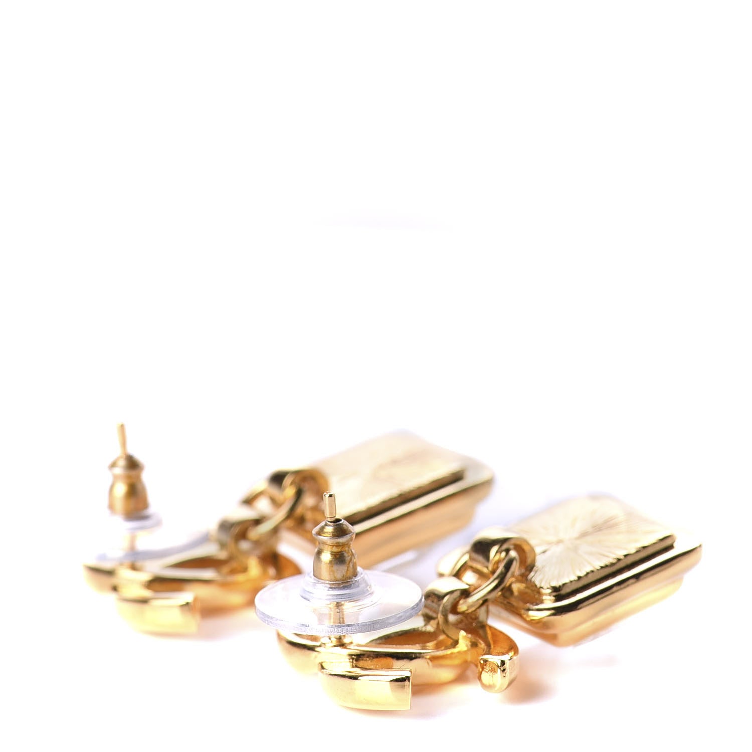 Chanel Large Crystal CC Drop Earrings Gold 3 of 4