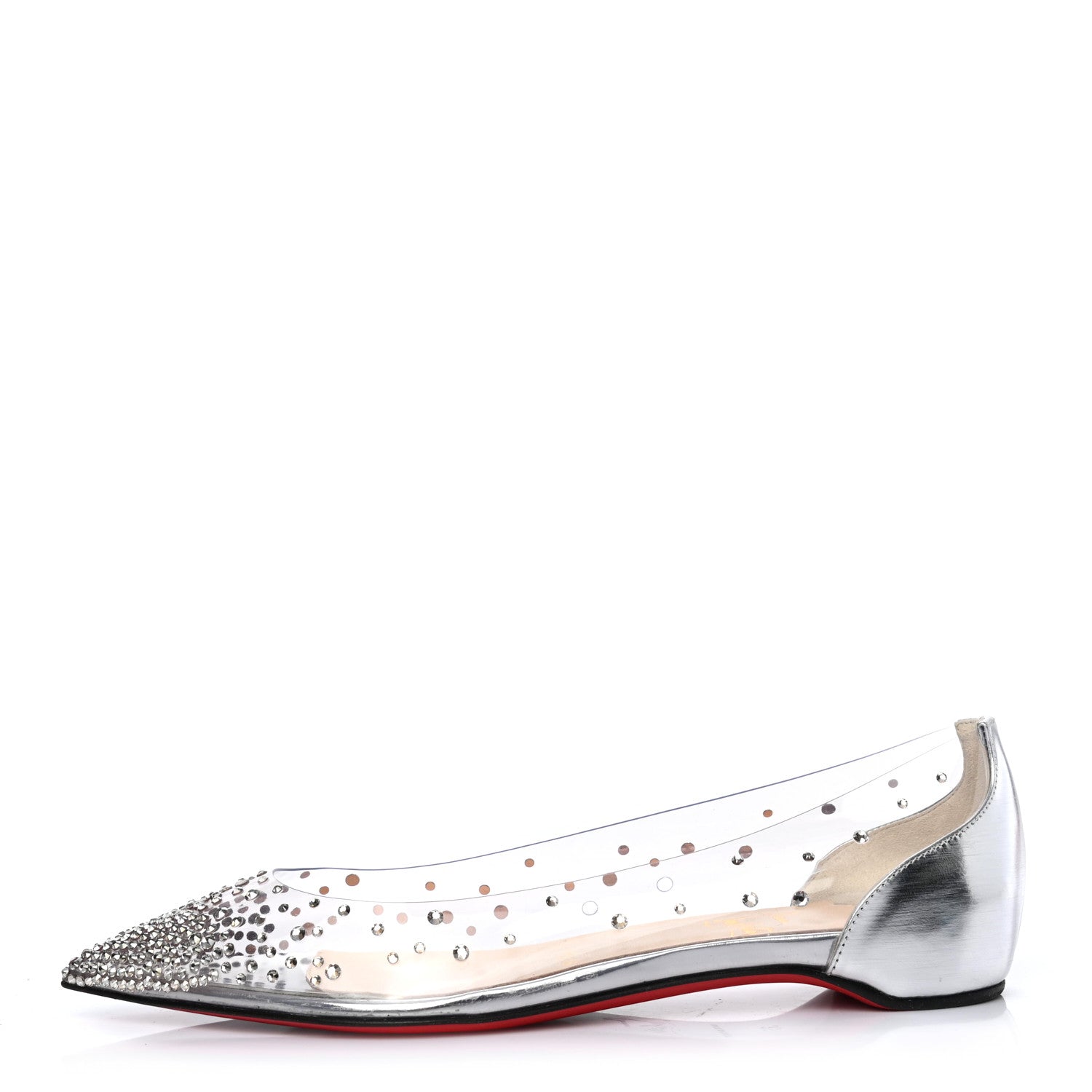 Christian Louboutin PVC Specchio Degrastrass Flats 35 Silver 1 of 7