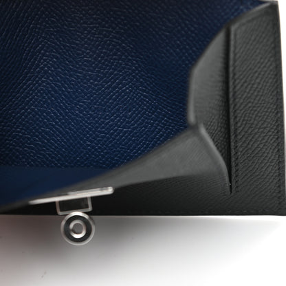 Hermes Epsom Tri-Color Kelly Pocket Compact Wallet Rouge Sellier Black Bleu Saphir 7 of 9