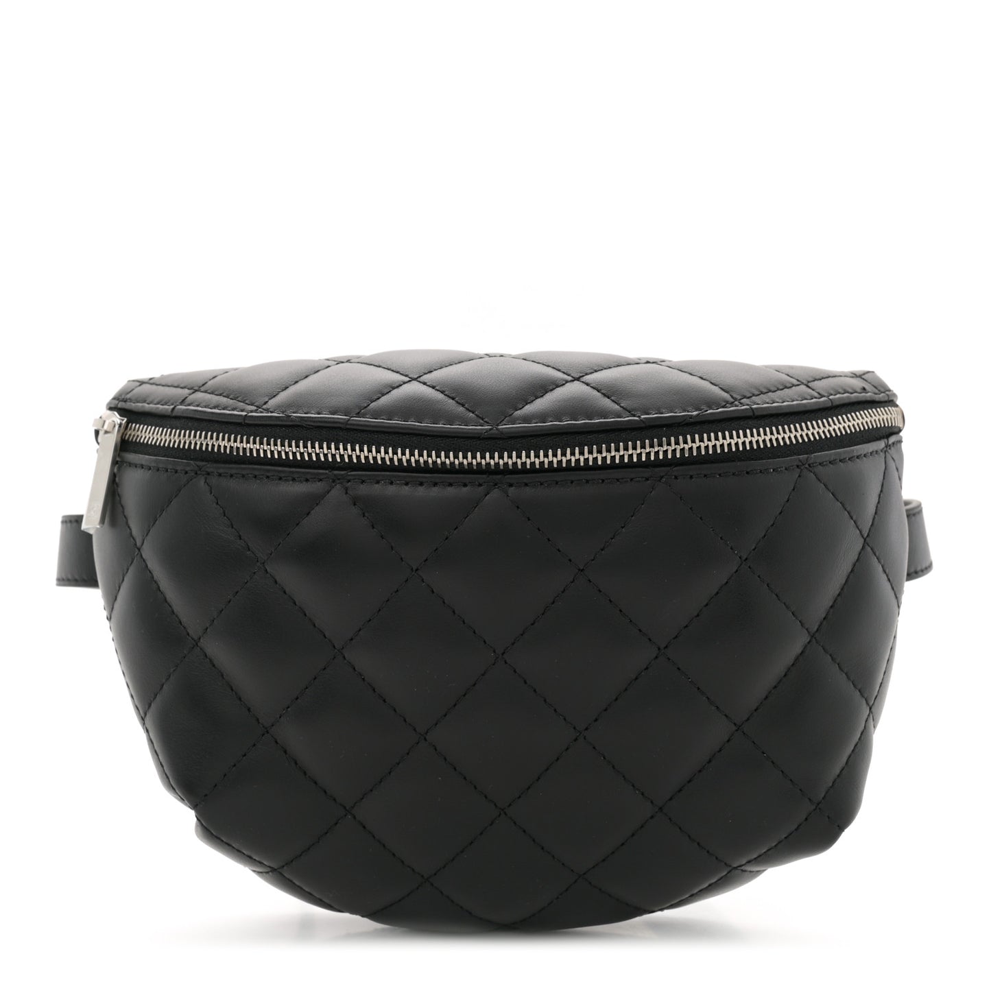 Lambskin Quilted Waist Belt Bag Black